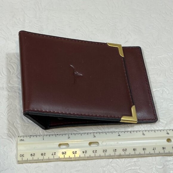 VTG Burgundy Red Leather 3.25"x3.75" Notepad Holder Longhorn Motif Logo - Picture 6 of 7